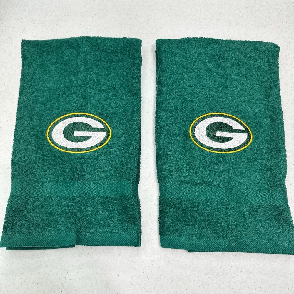 Green Bay Packers Towels Embroidered Hand Towel Set Green Gold Bathroom Decor